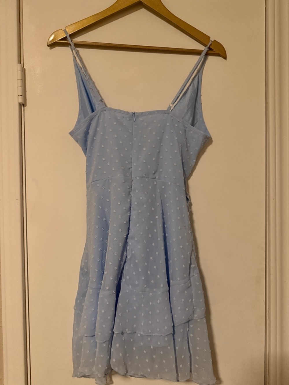 Light Blue Polka Dot Tie-Waist Mini Dress - Picture 2 of 2